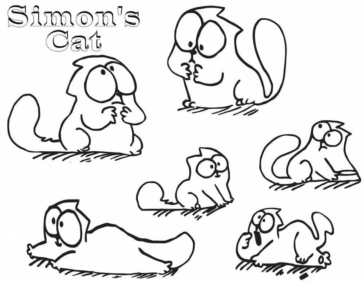 Simon's cat adorable coloring page