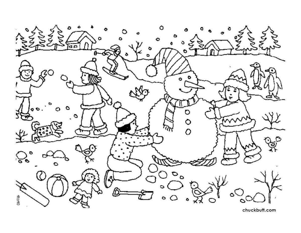 Coloring book captivating winter winter