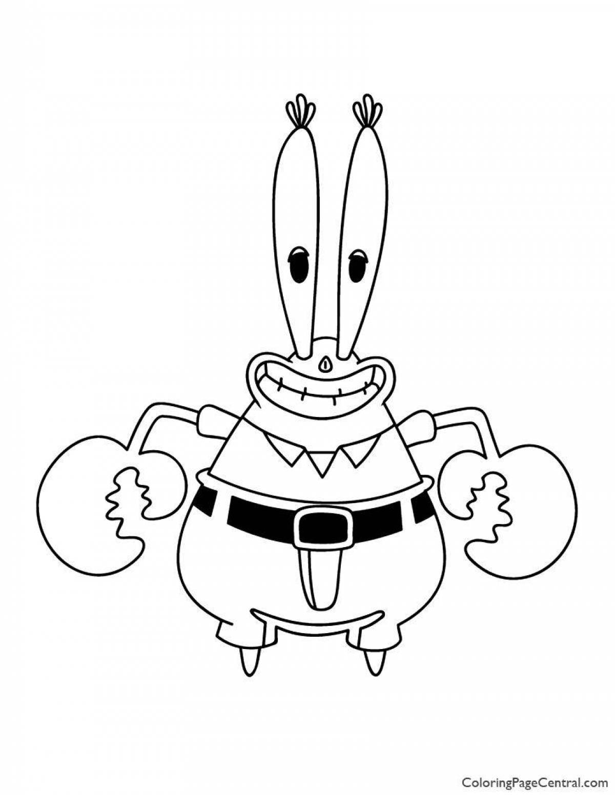Colorful mr krabs coloring page