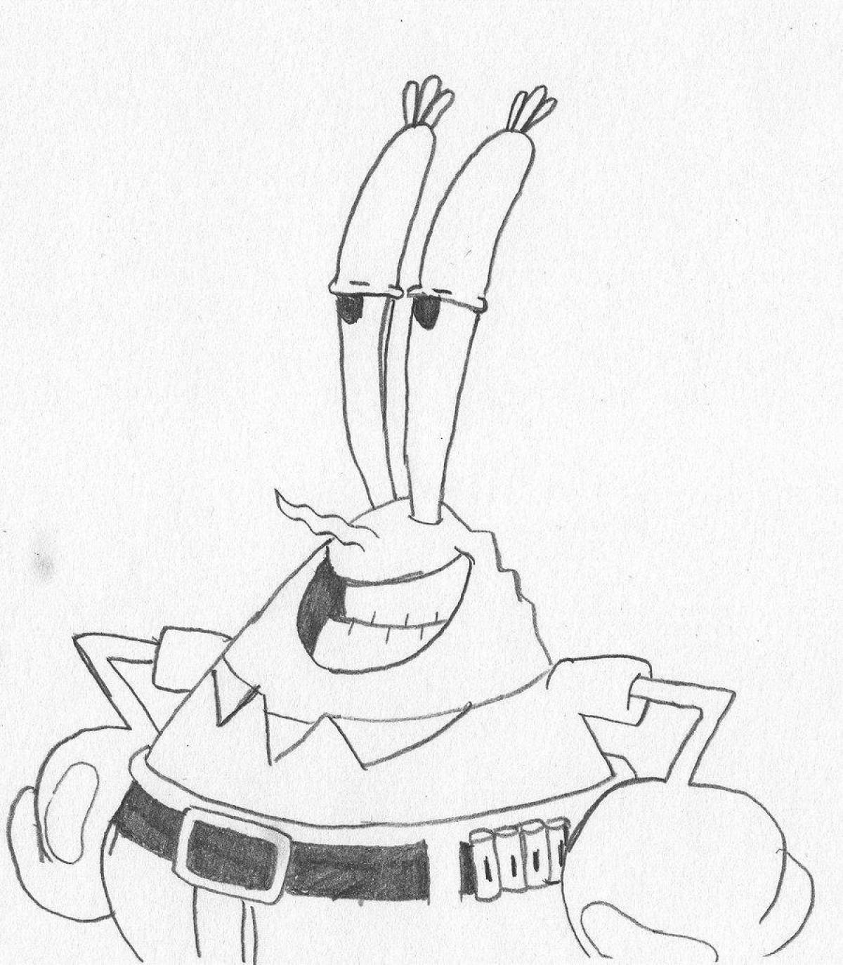 Playful mr krabs coloring page