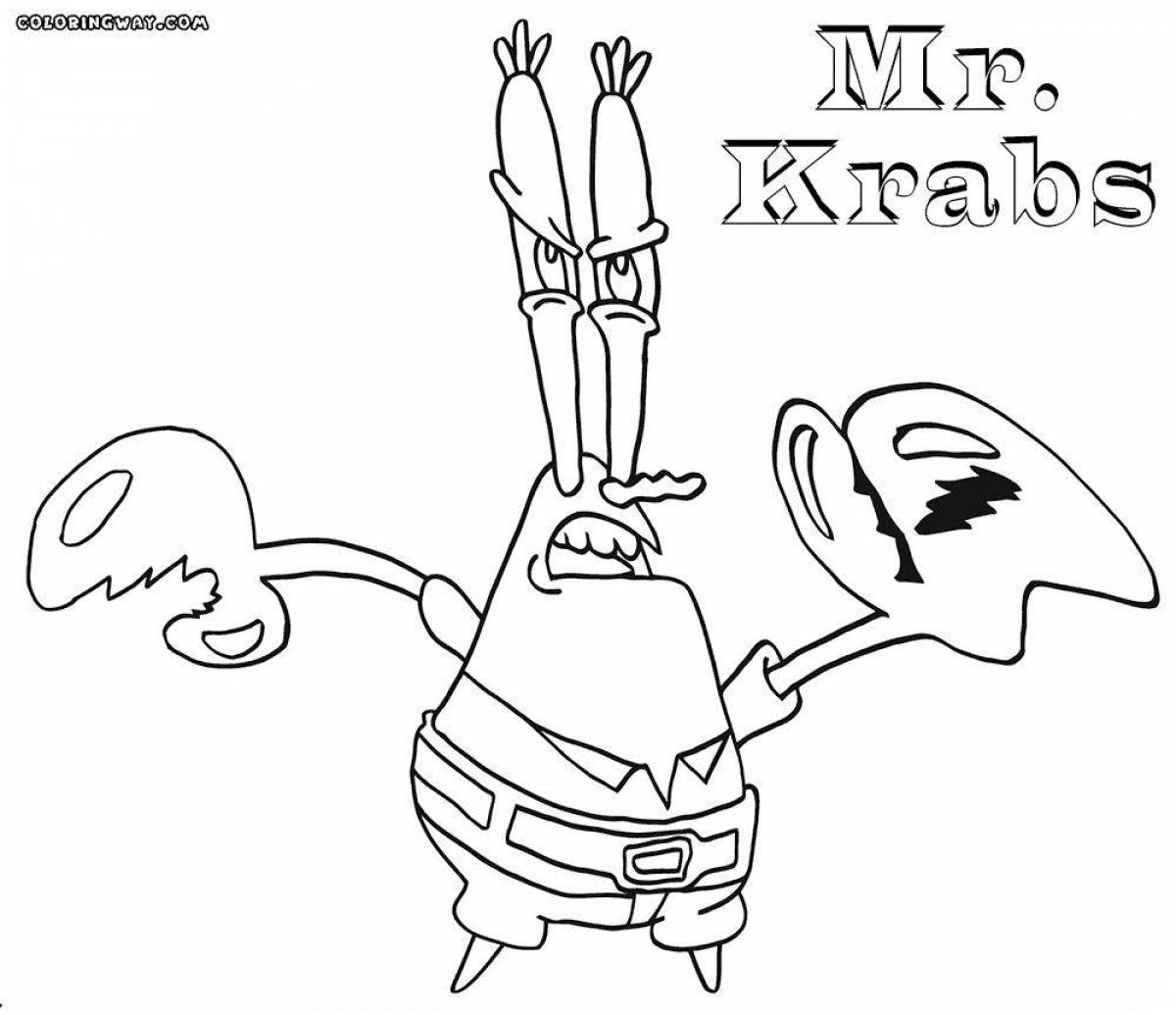 Holiday mr krabs coloring page