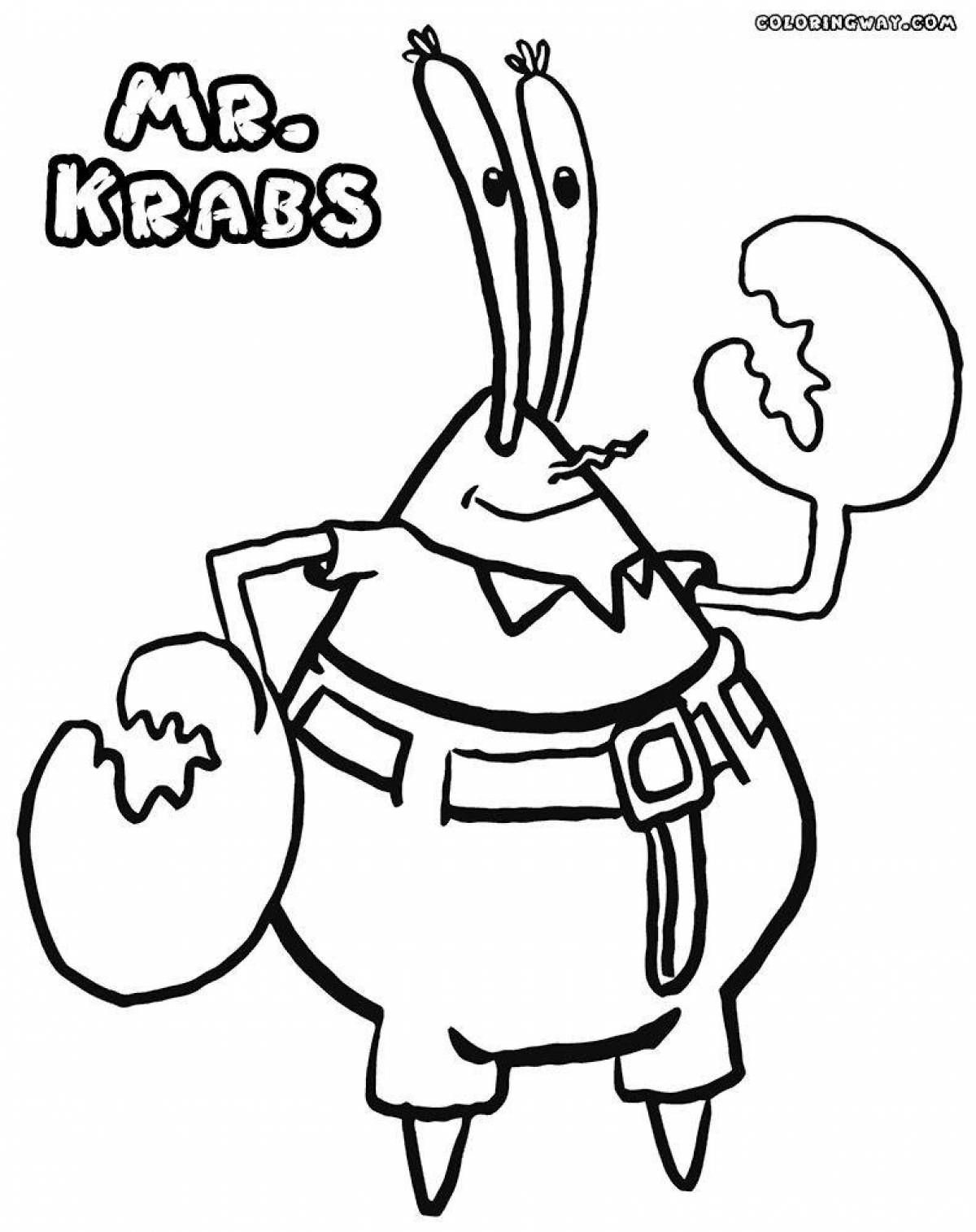 Imaginative mr krabs coloring page