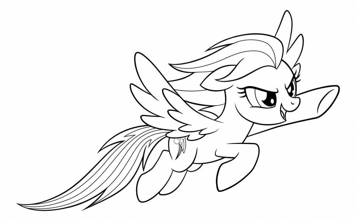 Glowing rainbow pony coloring page