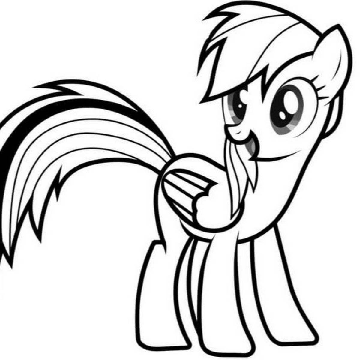 Coloring page shining rainbow pony