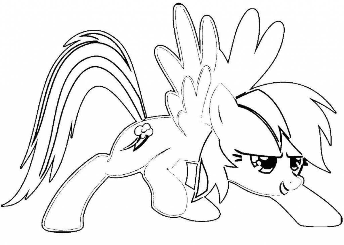 Coloring page fluffy rainbow pony