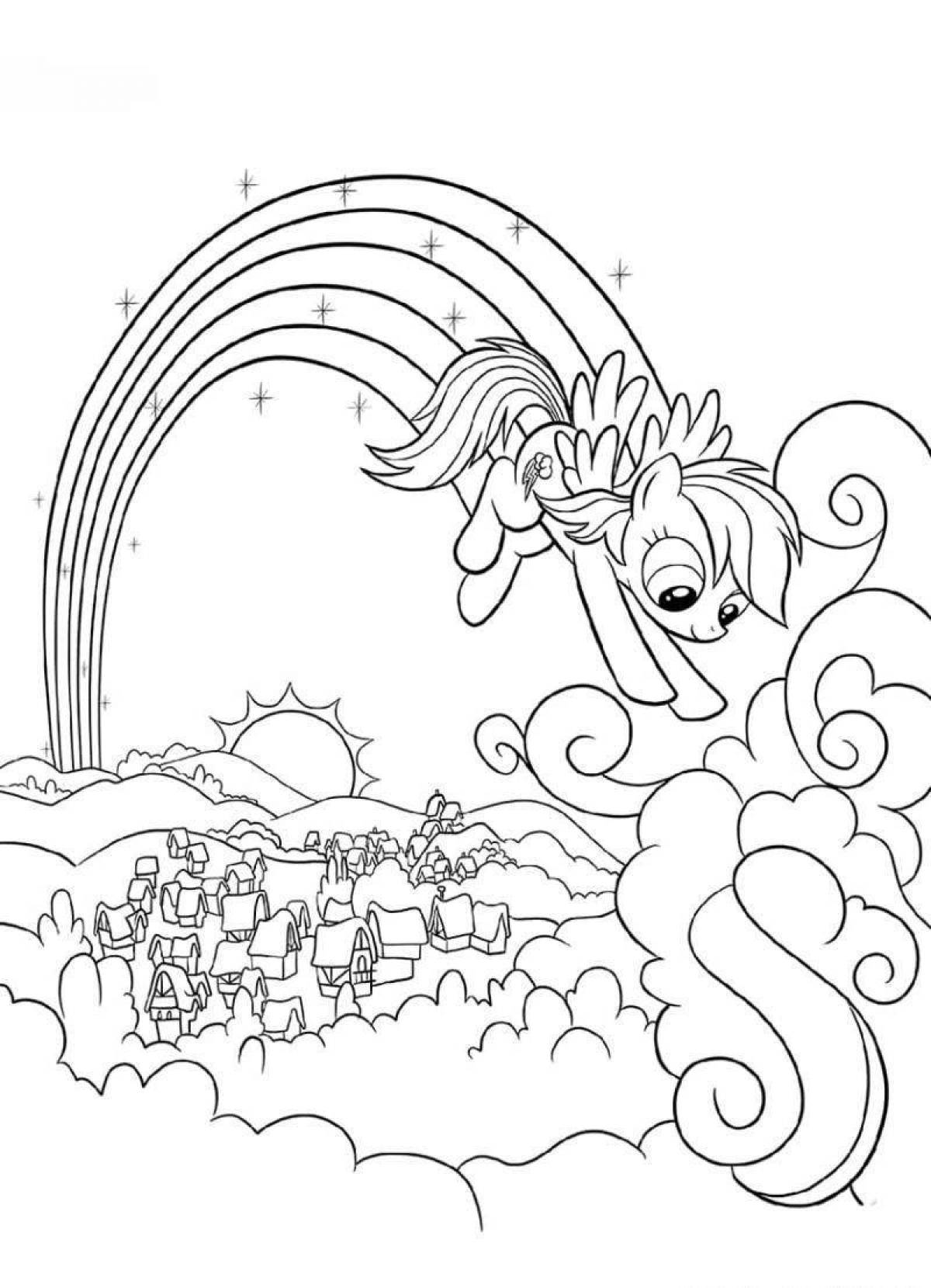Fine rainbow pony coloring page