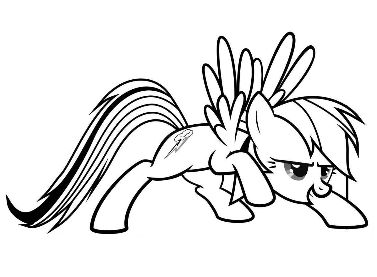 Glitter rainbow pony coloring page