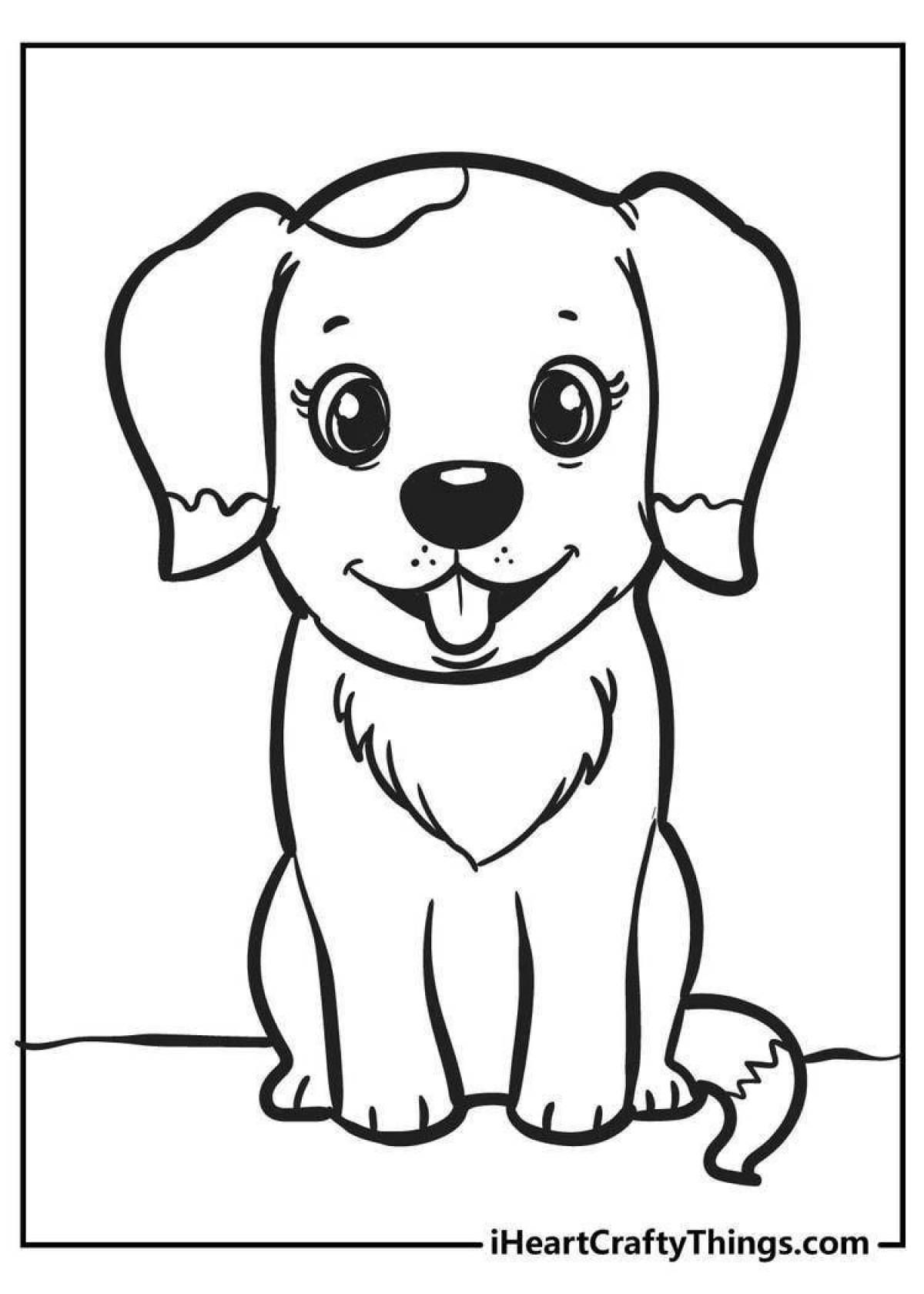 Curious cute dog coloring book