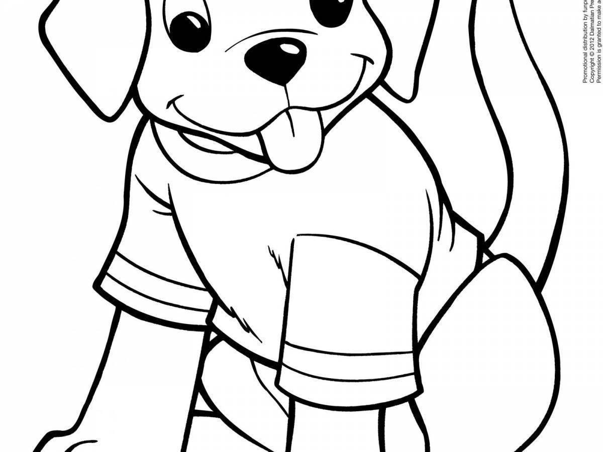 Coloring page wagging cute dog