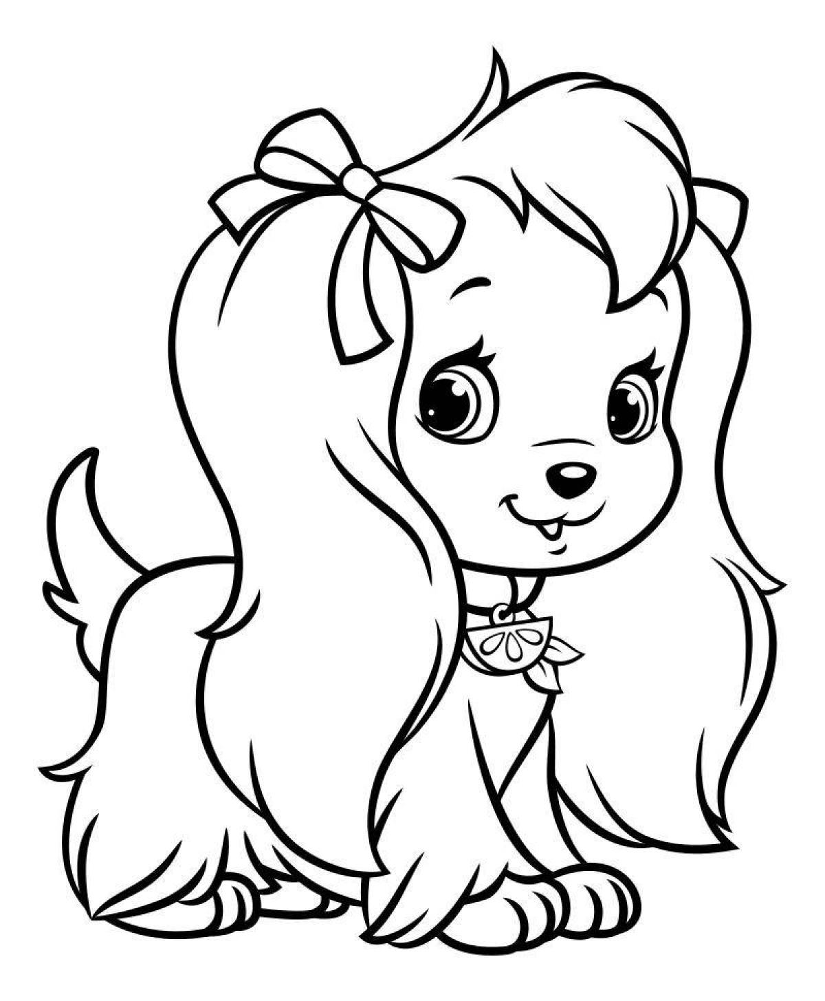 Coloring page cute and fluffy dog