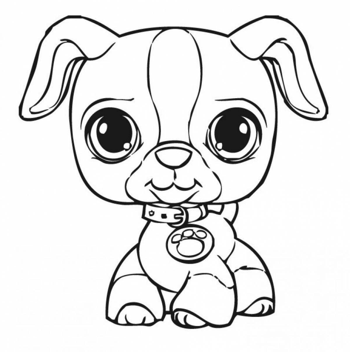 Coloring page cute and wavy dog