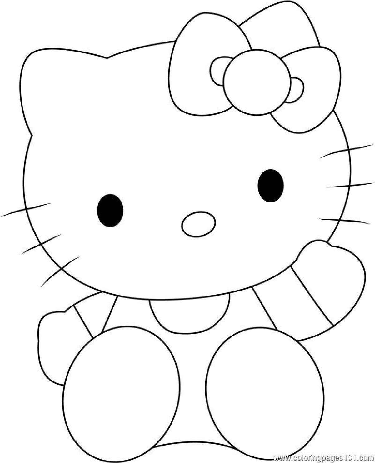 Exquisite hallow kitty coloring page