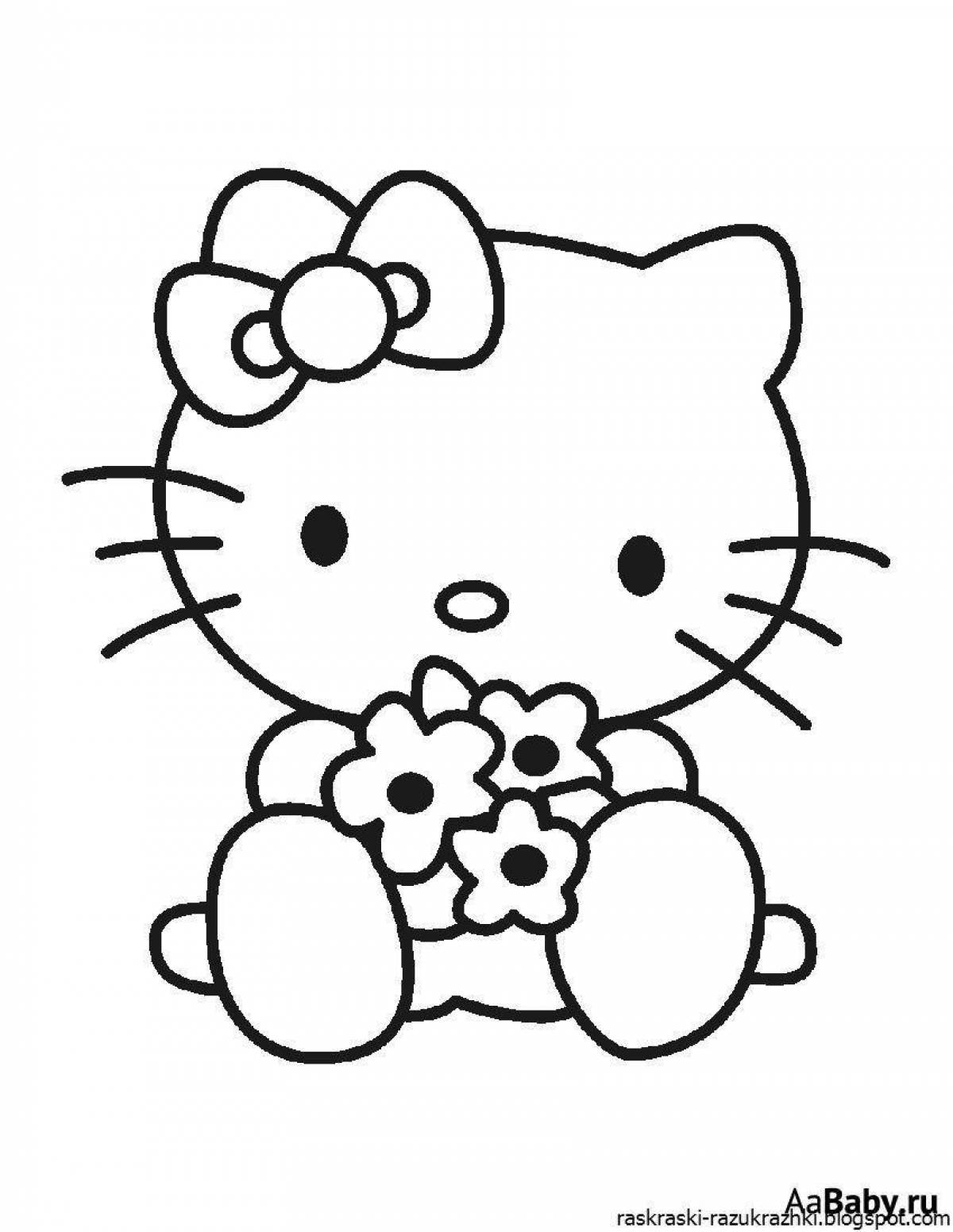 Awesome hallow kitty coloring page