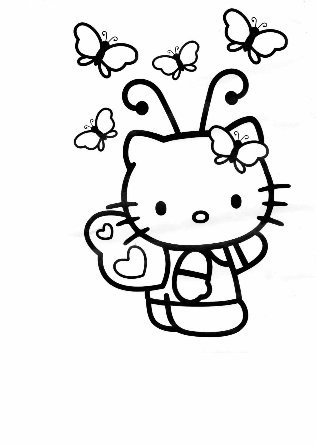 Завораживающая страница раскраски hallow kitty