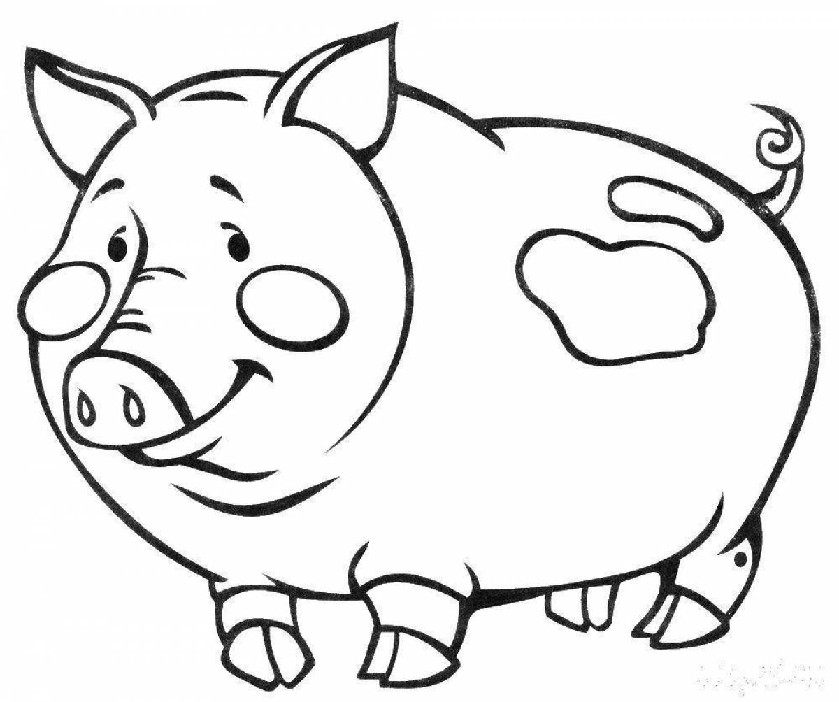 Shiny coloring pig for kids