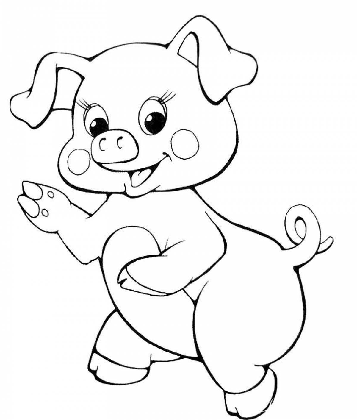 Игристая раскраска свинья для детей