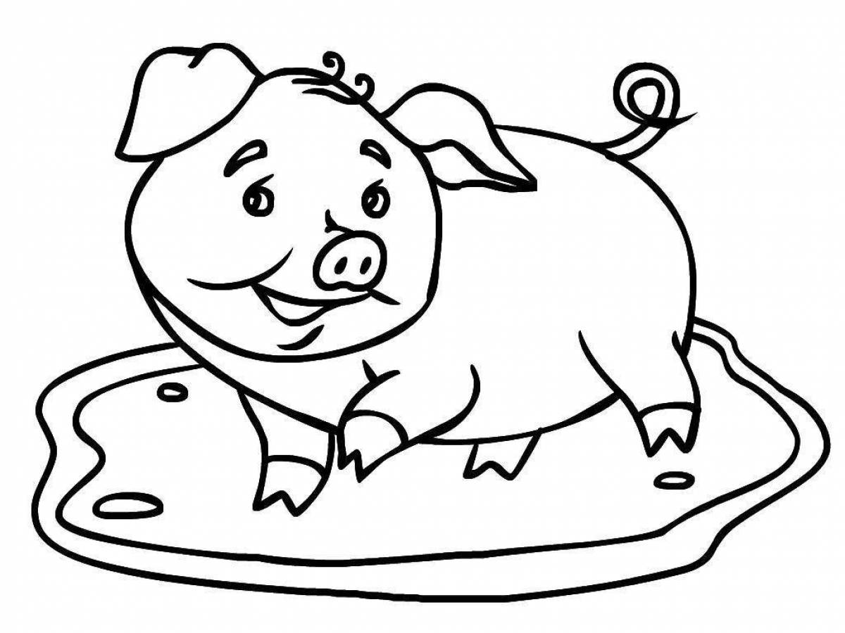 Радиантная раскраска свинья для детей