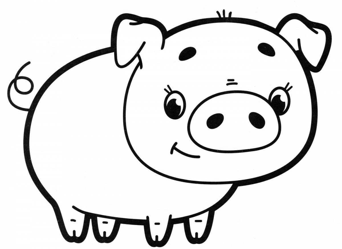 Outstanding pig coloring book for kids