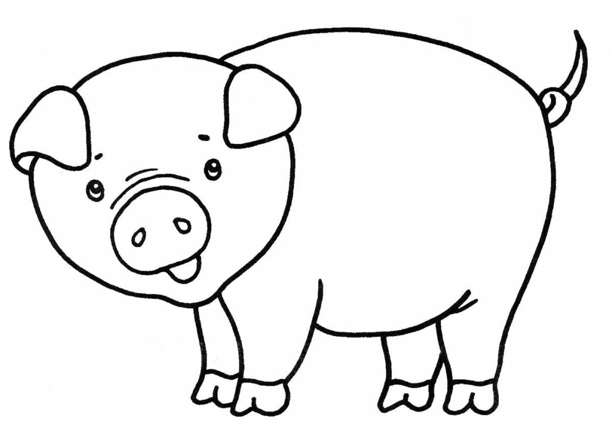 Fabulous pig coloring for kids