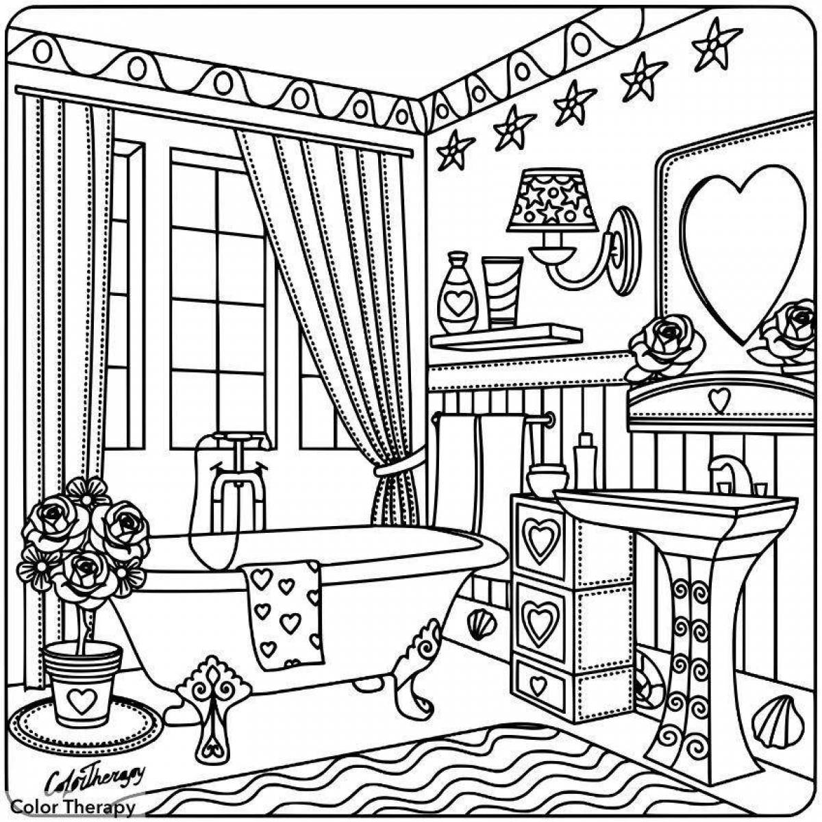 Fairytale coloring room with furniture