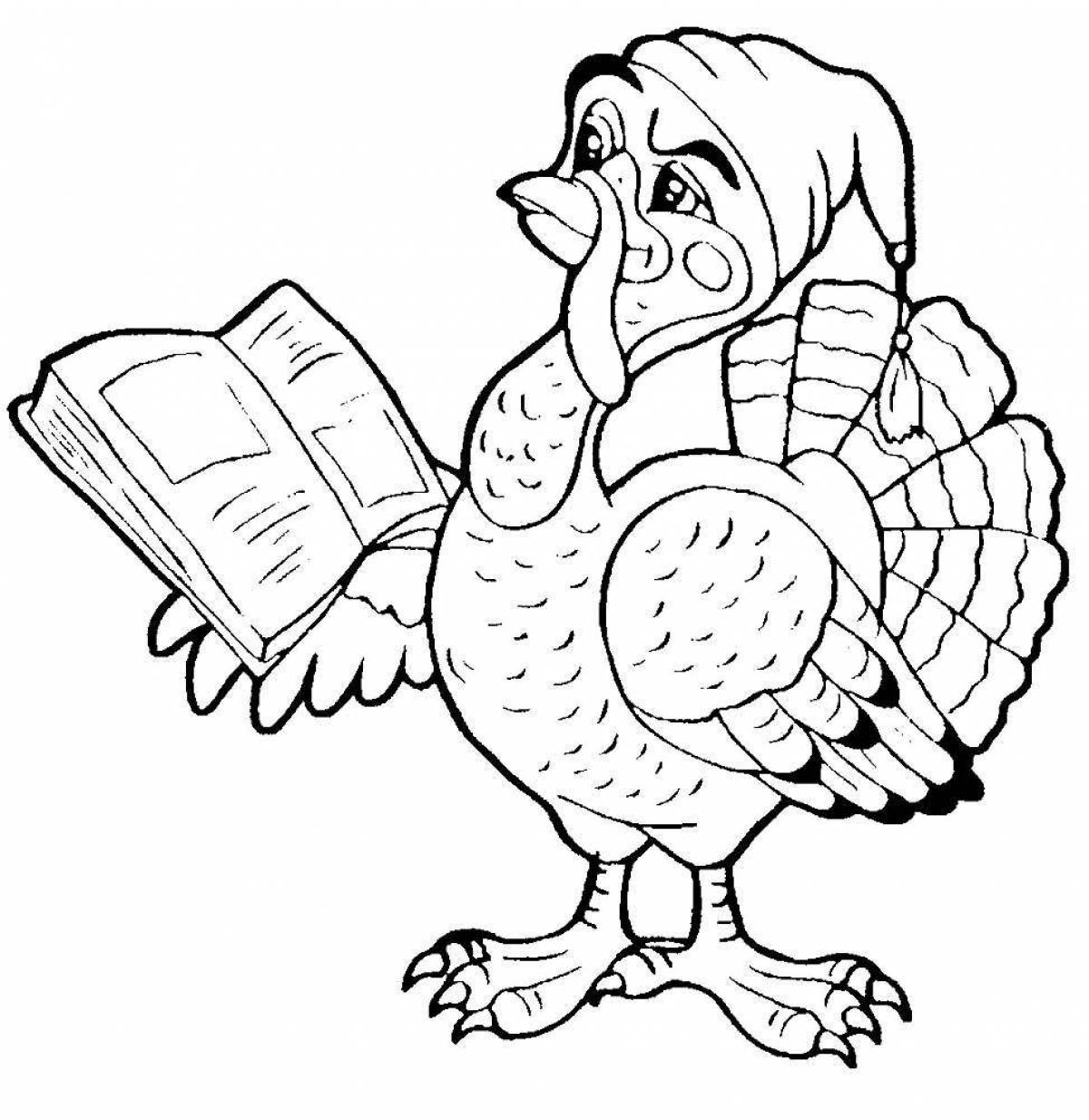 Colorful turkey coloring book for kids