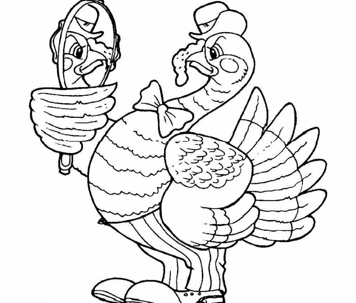 Adorable turkey coloring book for kids