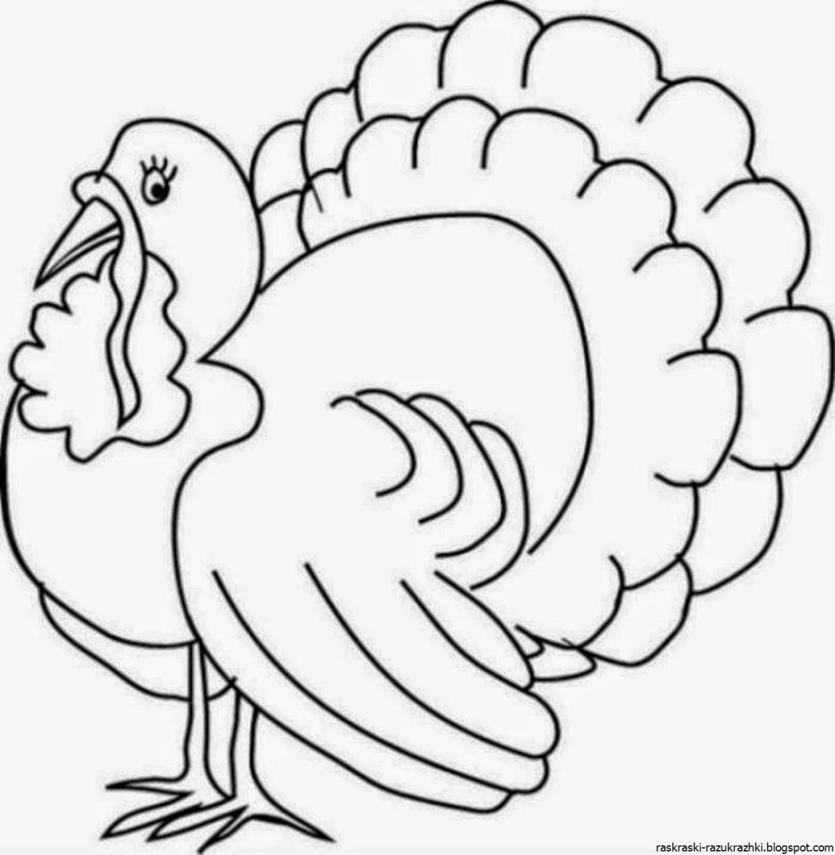 Bright turkey coloring book for kids