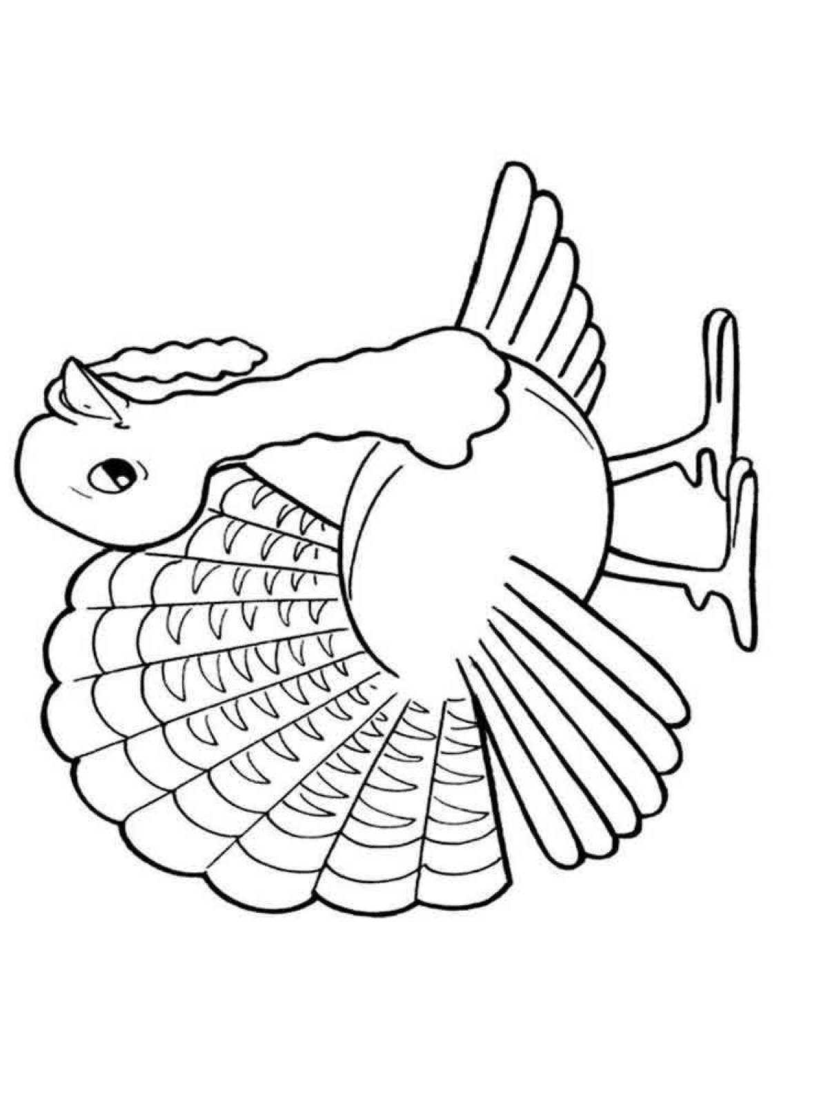 Happy turkey coloring pages for kids