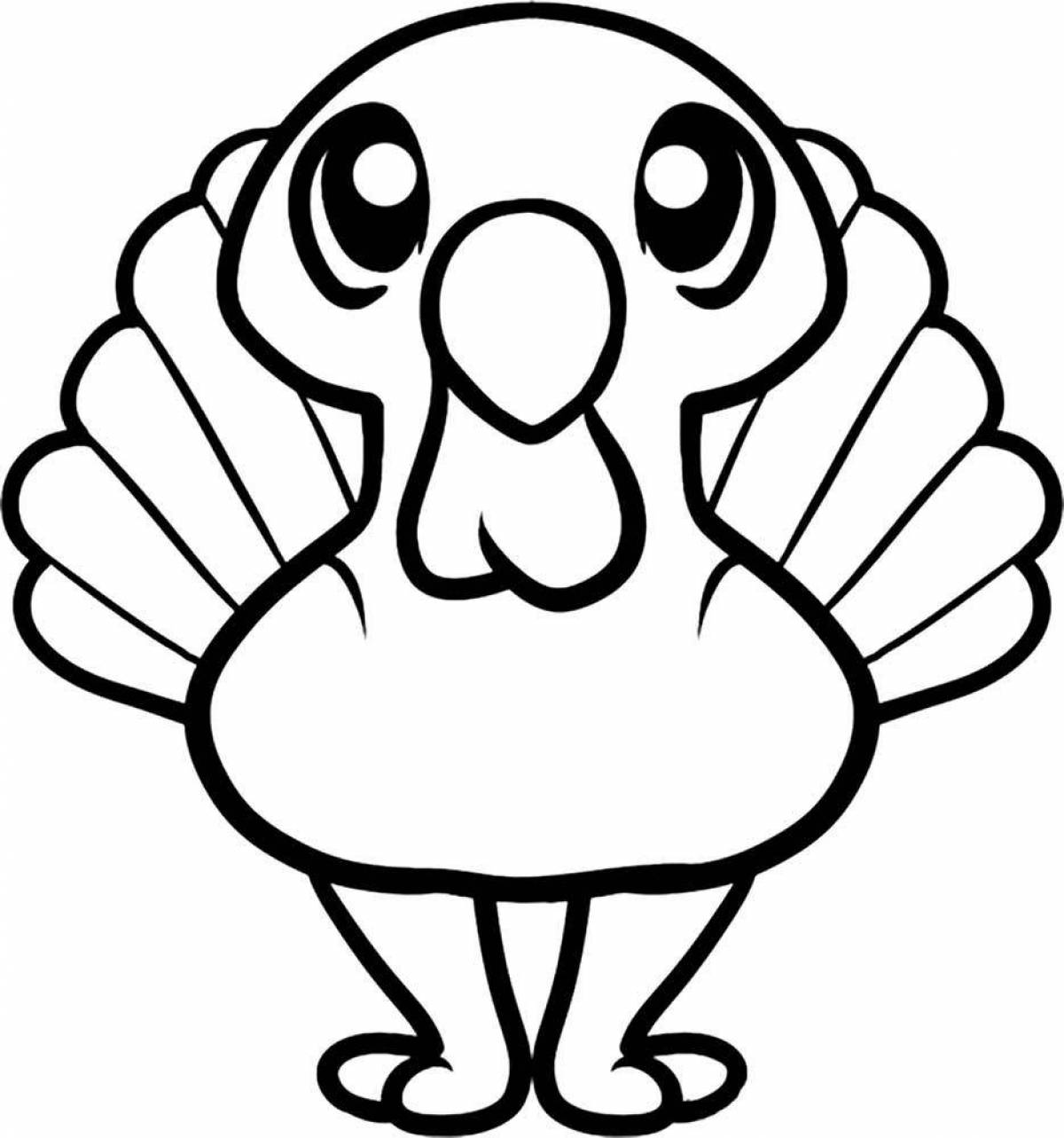Adorable turkey coloring book for kids