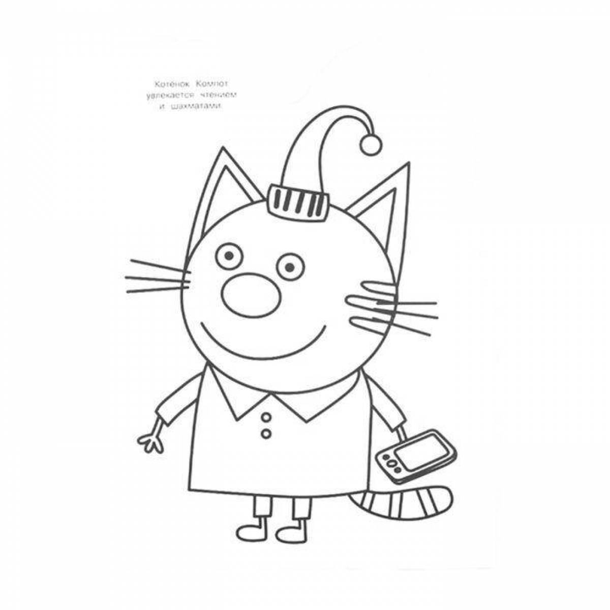 Coloring book delicious compote of three cats