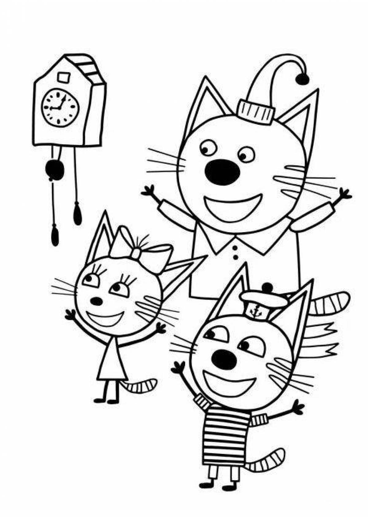 Coloring book magic compote of three cats