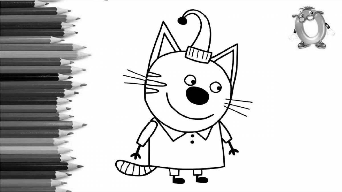 Coloring book inviting compote of three cats
