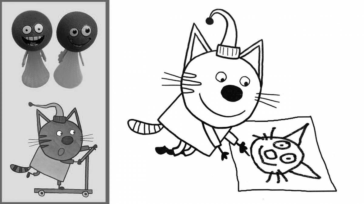 Coloring book compote with three cats