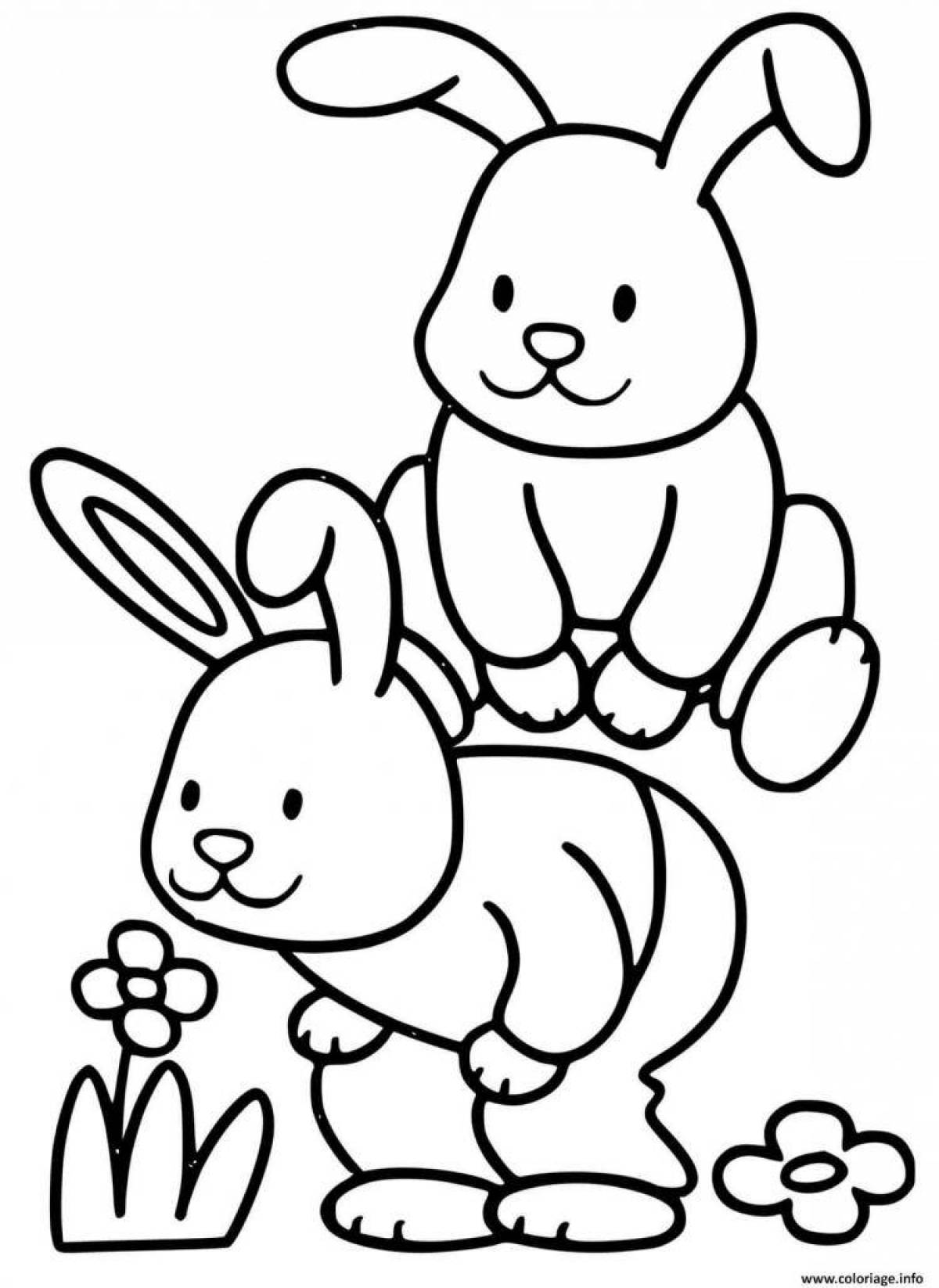 Colorful rabbit coloring book for kids