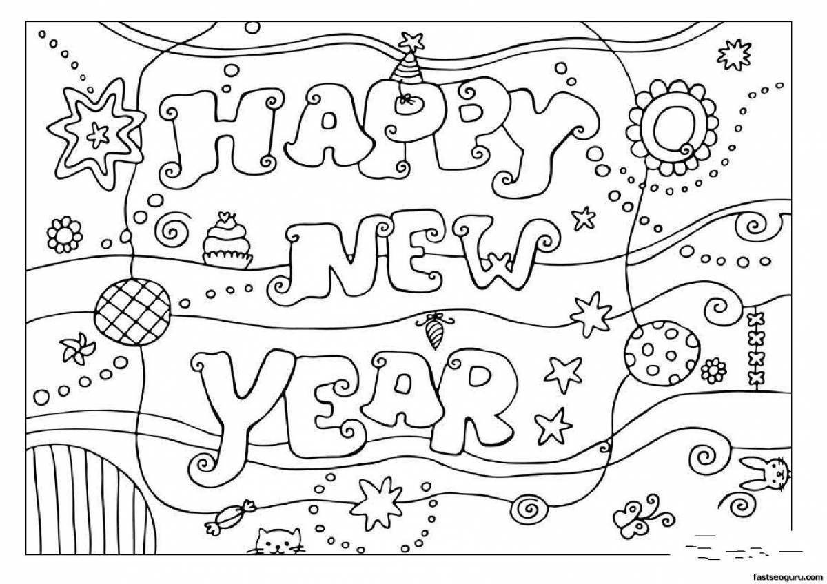 Happy new year holiday coloring page