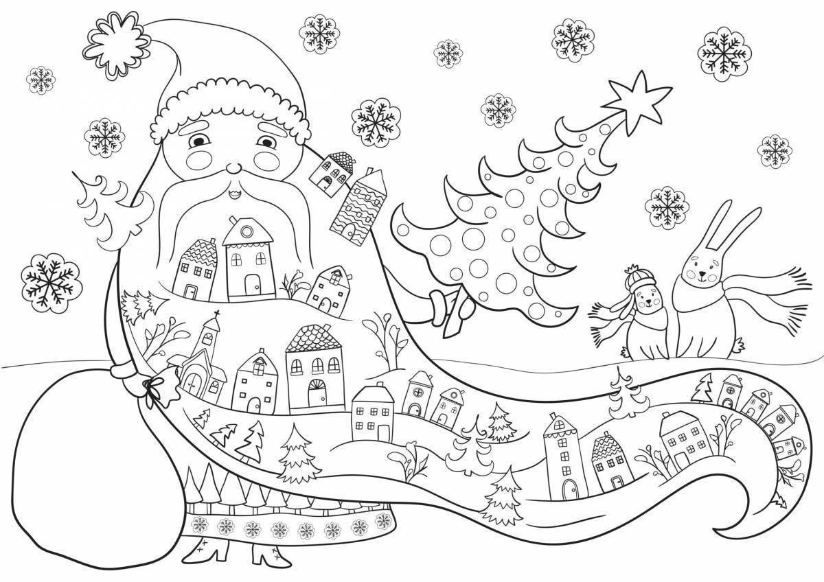 Happy new year glowing coloring page