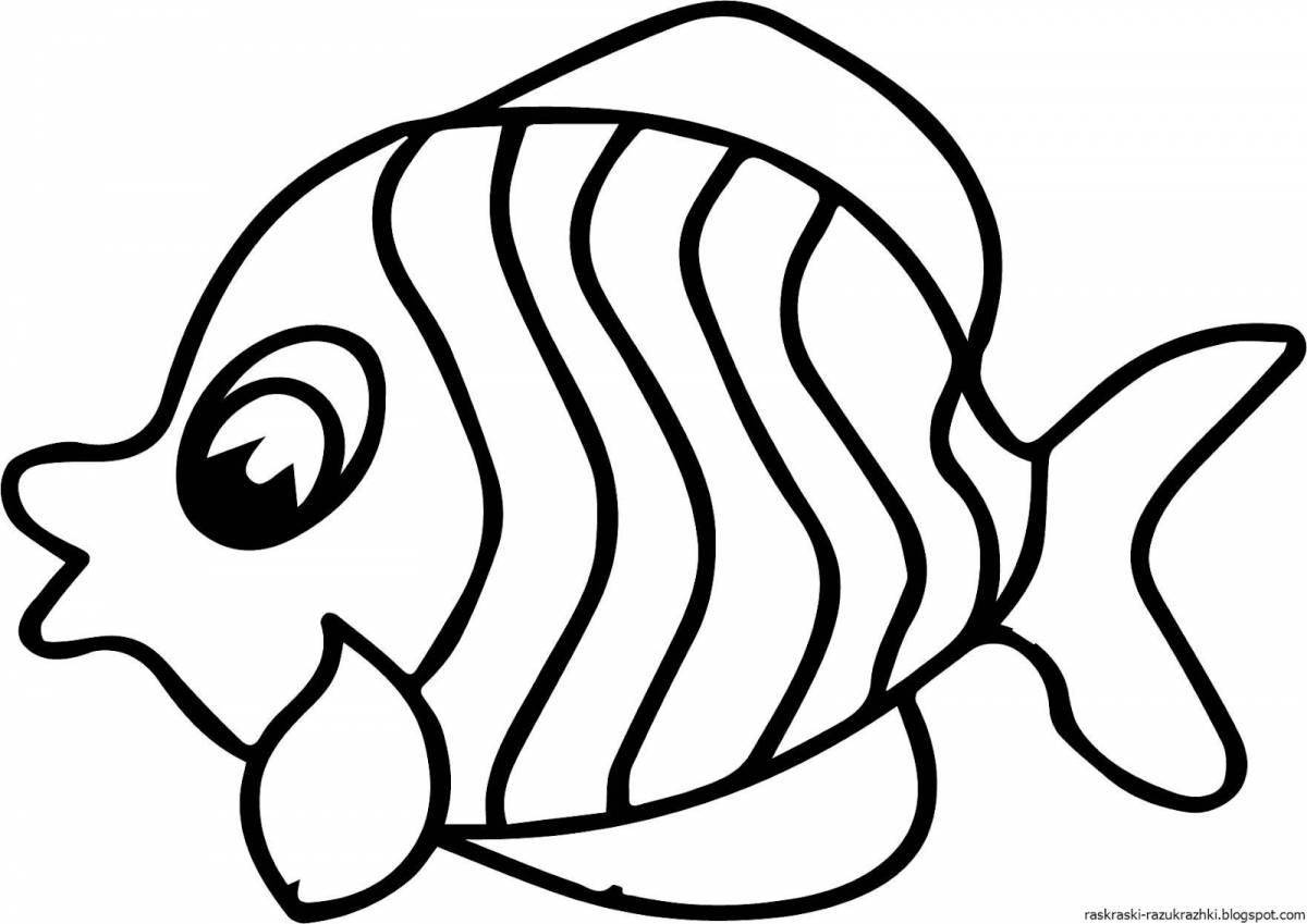 Радостная рыбка-раскраска для детей