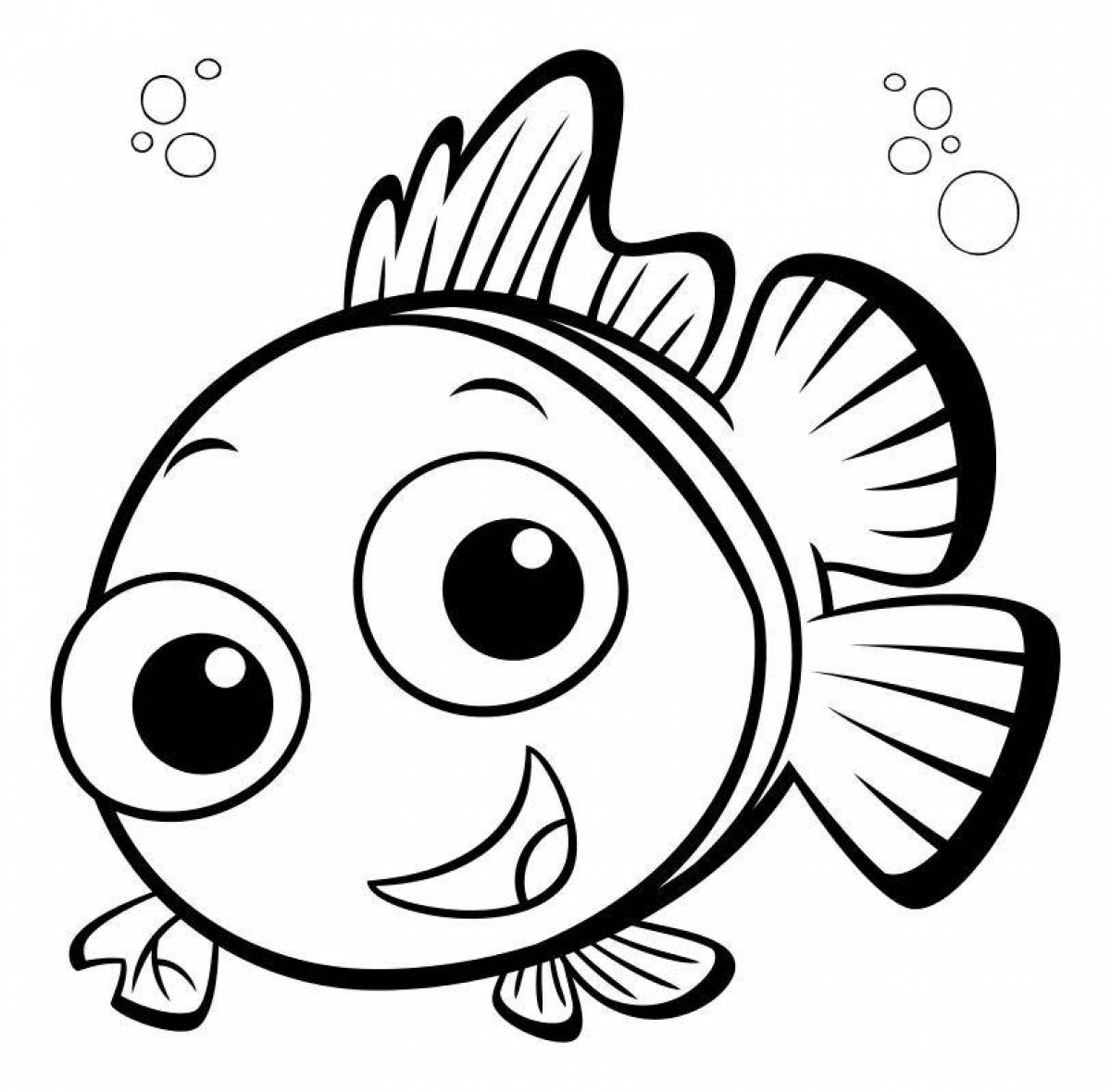 Модная страница раскраски рыбы для детей