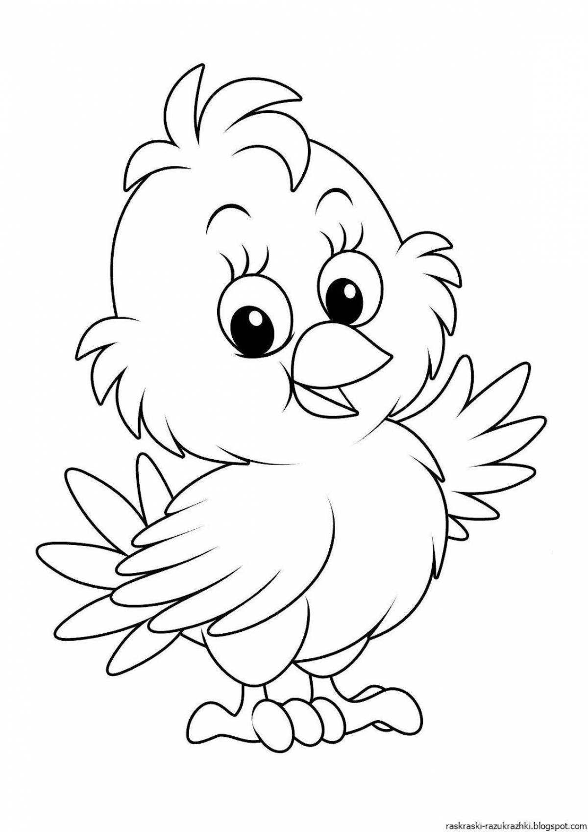 Раскраска «яркий цыпленок» для детей 3-4 лет