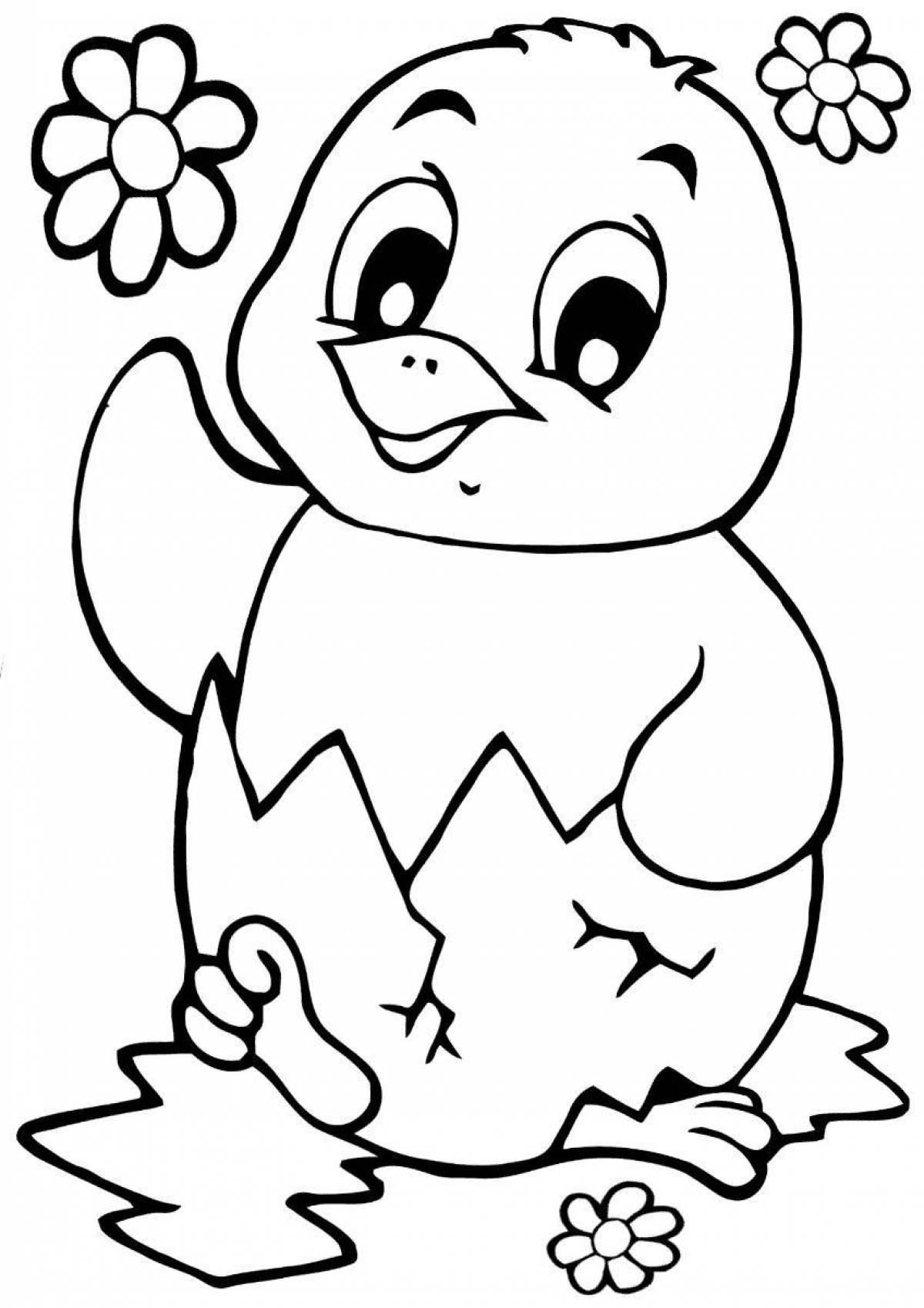 Chicken coloring page for children 3-4 years old
