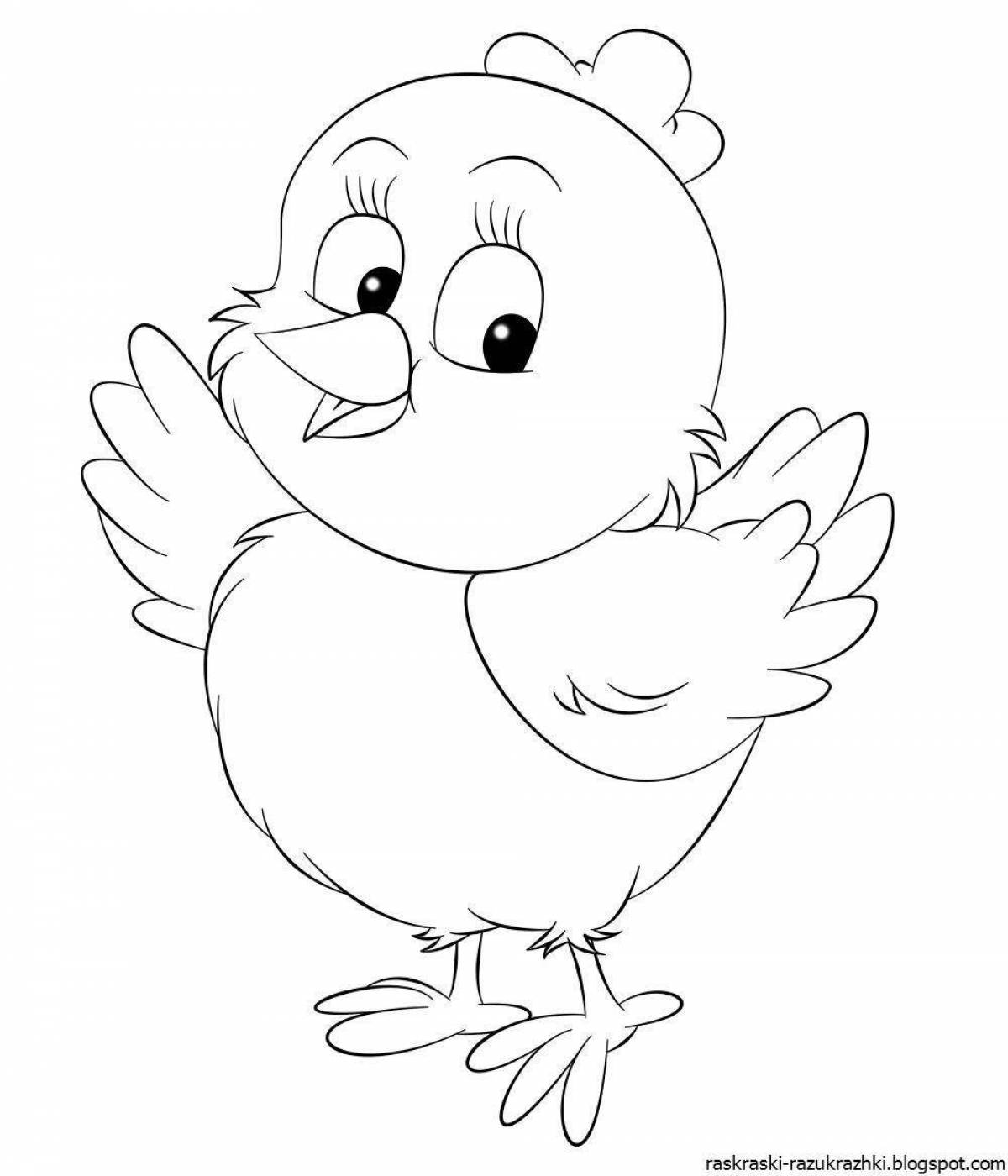 Раскраска буйный цыпленок для детей 3-4 лет