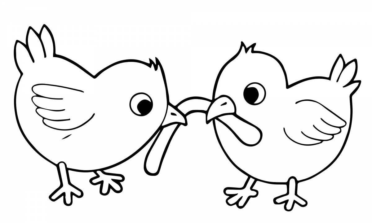 Colorful chick coloring page for 3-4 year olds