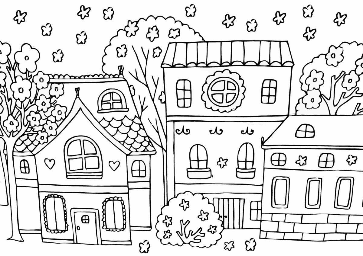 Colorful house-coloring book for children 6-7 years old