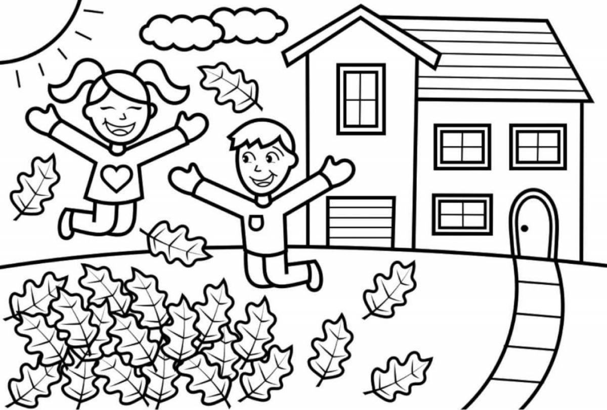 Color splash house coloring book for 6-7 year olds
