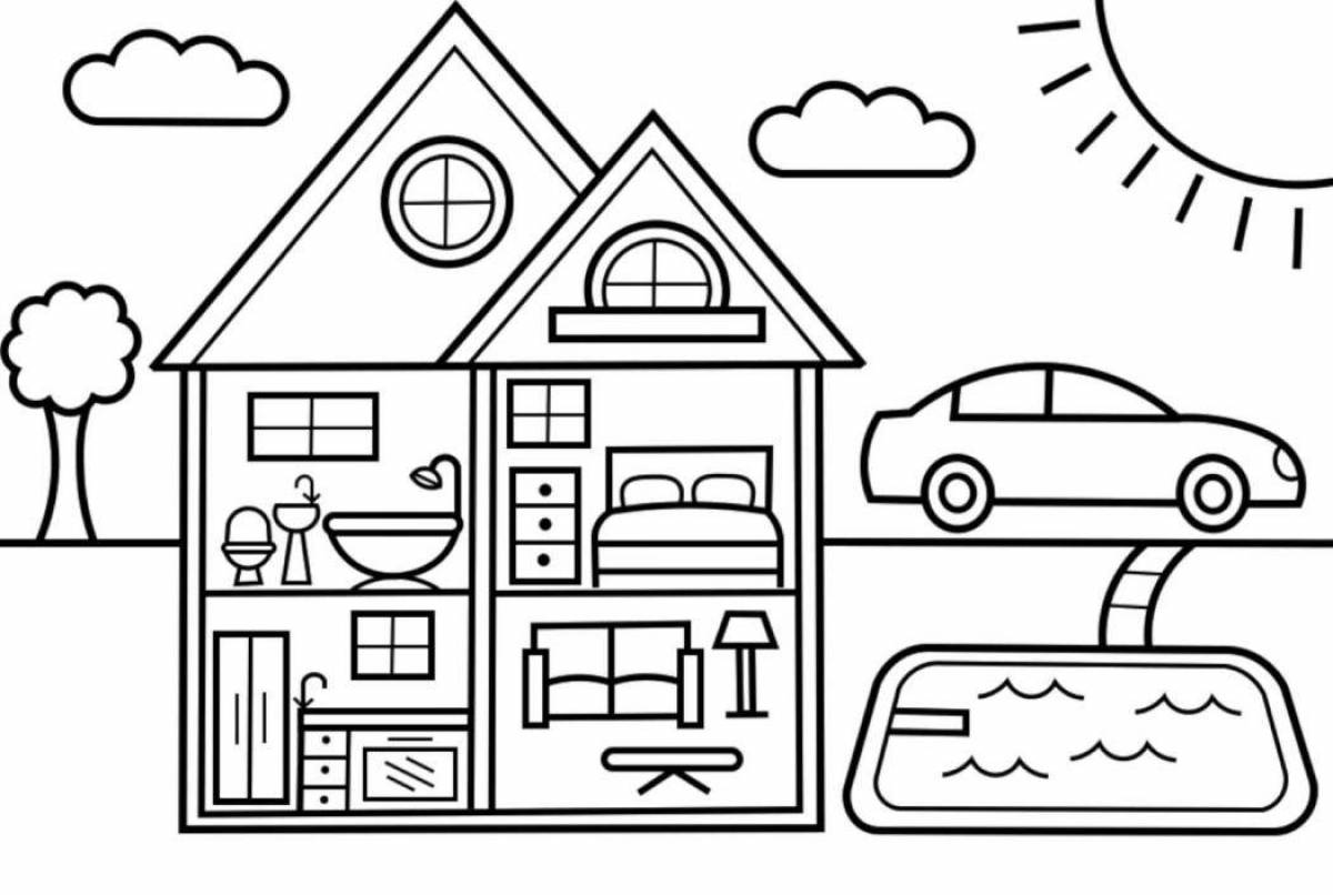 Live house coloring pages for 6-7 year olds