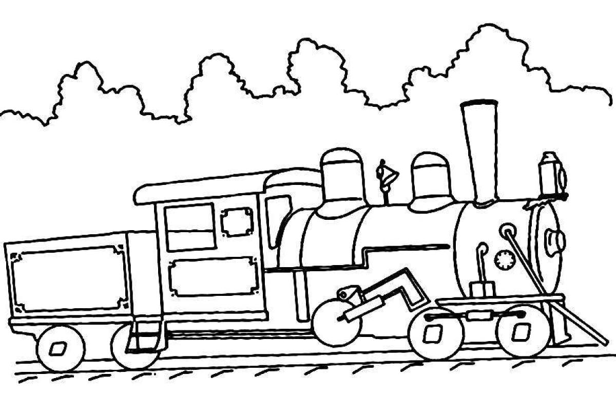 Colorful train coloring book for 5-6 year olds