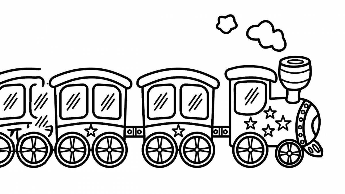 Coloring book funny train for children 5-6 years old