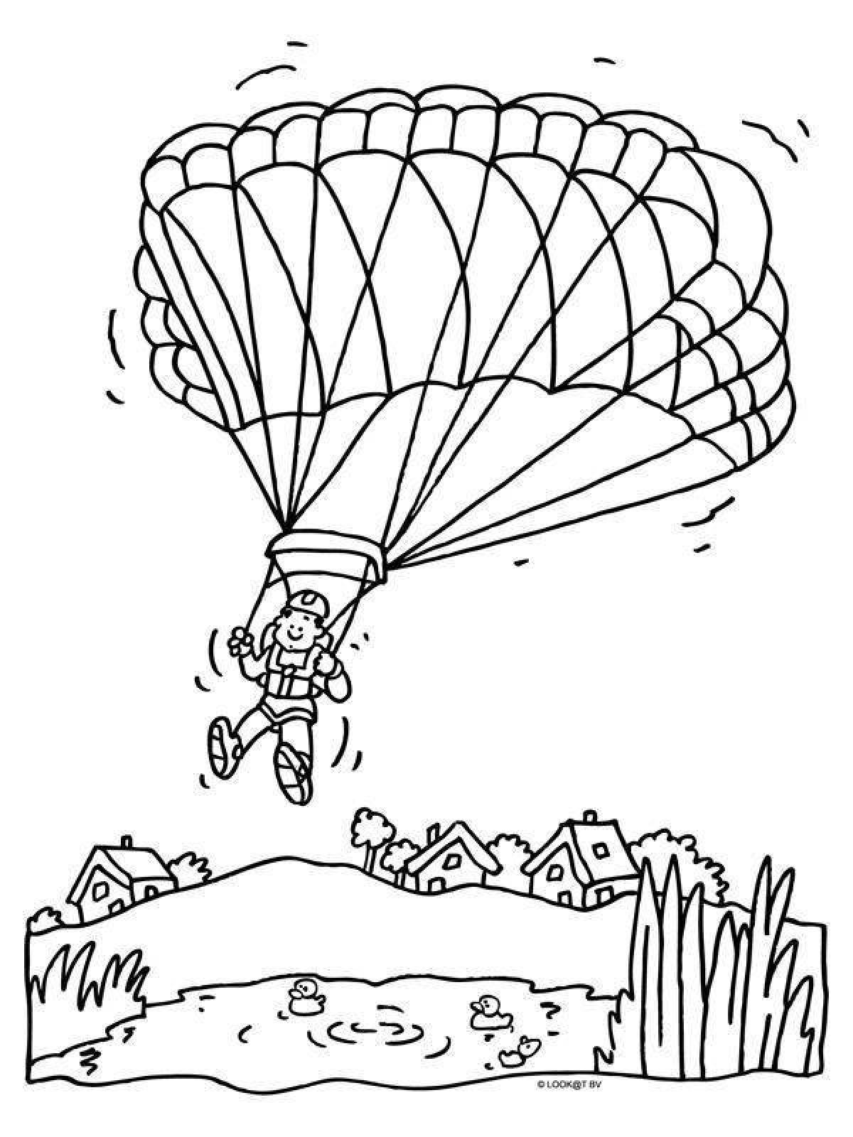 Живая страница раскраски парашютиста