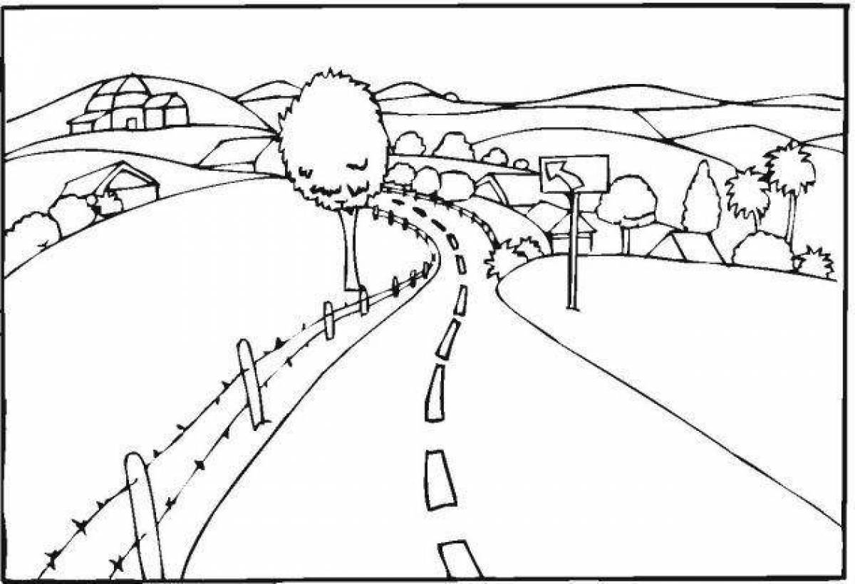 Dazzling coloring page road