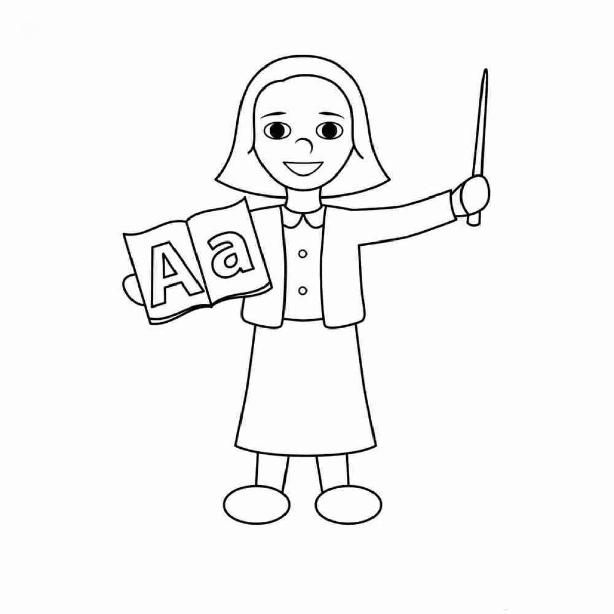 Colorful teacher coloring page